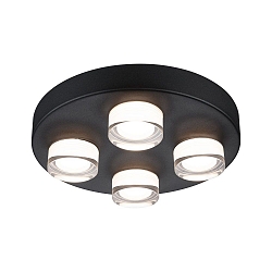 Luminaria de techo KAME � 250MM de 4 llamas, redondo, conmutable IP44, mate, negra se�al 
