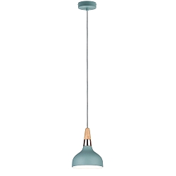 Luminaria colgante NEORDIC JUNA de 1 llama E14, verde claro, madera, color cobre regulable