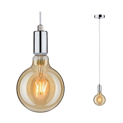 Luminaria colgante LARUS E27 IP44, cromo regulable