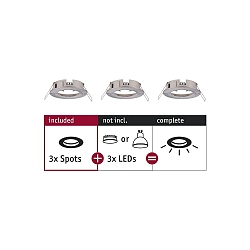 Luminaria empotrable CHOOSE r�gido, juego de 3 IP44, hierro cepillado regulable