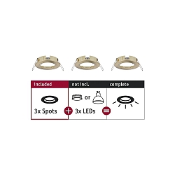 Luminaria empotrable CHOOSE r�gido, juego de 3 IP44, lat�n cepillado regulable