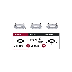 Set of 3 Recessed luminaire CHOOSE, fixed, IP44, 230V, max. 3x 10W �5.1cm, alu turned
