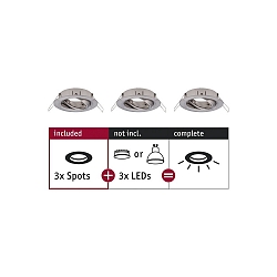 Set of 3 Recessed luminaire CHOOSE, swivelling, IP23, 230V, max. 3x 10W Ø5.1cm, iron brushed