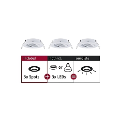 Set of 3 Recessed luminaire CHOOSE, swivelling, IP23, 230V, max. 3x 10W Ø5.1cm, white matt