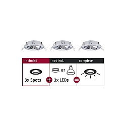 Set of 3 Recessed luminaire CHOOSE, swivelling, IP23, 230V, max. 3x 10W Ø5.1cm, chrome
