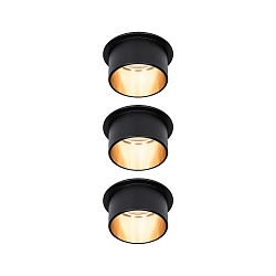 recessed luminaire GIL COIN LED round, rigid, set of 3 IP44, gold, black matt dimmable 470lm 2700K CRI >80