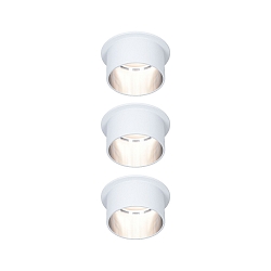 recessed luminaire GIL COIN LED round, rigid, set of 3 IP44, brushed iron, white matt dimmable 470lm 2700K CRI >80