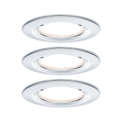 recessed luminaire NOVA COIN LED round, rigid, set of 3 IP44, chrome  460lm 2700K 100� 100� CRI >80
