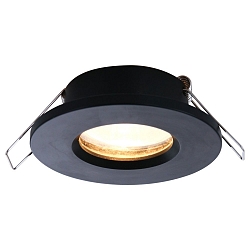 Luminaria empotrable P�LITE SPOT redondo, r�gido, con cable abierto GU10 IP44, negro mate regulable