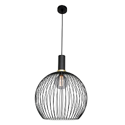 Mexlite Pendant luminaire AUREOLE, 1 flame, with gold ring, 45cm, black