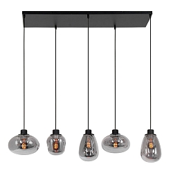 Luminaria colgante REFLEXION de 5 llamas, angular, lang, ajustable E27 IP20, negro mate regulable