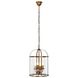 Luminaria colgante PIMPERNEL de 4 llamas E14 IP20, color bronce, transparente regulable