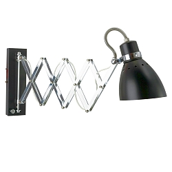 Luminaria de pared SPRING lang, con interruptor, con enchufe, ajustable E27 IP20, negro mate regulable