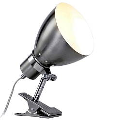 Luminaria de apriete SPRING con interruptor, con enchufe, ajustable E27 IP20, acero cepillado 