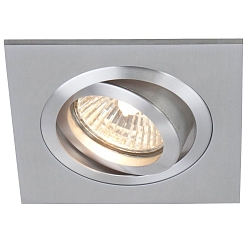 recessed luminaire PÉLITE SPOT swivelling, square GU10 IP20, steel brushed dimmable