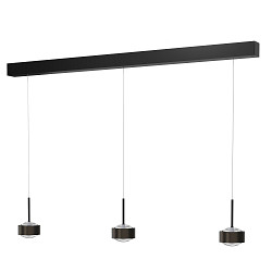 Luminaria colgante PUK! PRO 120 MOTION de 3 llamas IP20, negro mate regulable
