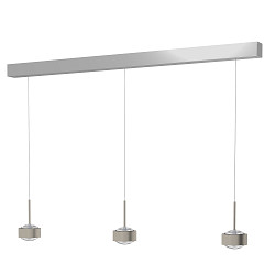Luminaria colgante PUK! PRO 120 MOTION de 3 llamas IP20, cromo, negro mate regulable