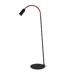 Luminaria de pedestal NEO! FLOOR (LV) con brazo flexible, enfocable IP20, rojo, negro mate regulable