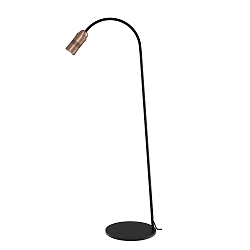 Luminaria de pedestal NEO! FLOOR (LV) con brazo flexible, enfocable IP20, color cobre, negro mate regulable