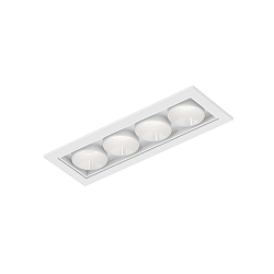 Luminaria empotrable para techos LINOO 4.0 de 4 llamas, angular IP20, blanco mate, blanco brillante
