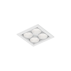 Luminaria empotrable para techos LINOO 4.1 de 4 llamas, cuadrado IP20, blanco mate, blanco brillante