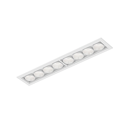 Luminaria empotrable para techos LINOO 8.0 de 8 llamas, angular IP20, blanco mate, blanco brillante