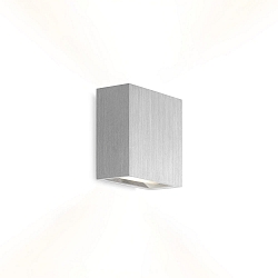 Luminaria de pared CENTRAL 2.0 - UP&DOWN de 2 llamas, plano IP20, aluminio cepillado regulable