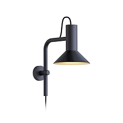 Luminaria de pared ROOMOR WALL 3.1 - PAR16 / SHADE 1.0 corto, con interruptor, con brazo articulado, con enchufe GU10 IP20