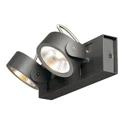 Luminaria de pared y techo KALU LED 2 de 2 llamas, giro cardánico IP20, negro regulable