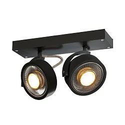 Luminaria de pared y techo KALU CW DOUBLE QPAR111 de 2 llamas, giro cardánico, con portalámpara GU10 IP20, negro