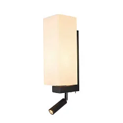 Luminaria de pared QUADRASS SPOT con punto LED E27, lechoso, negro