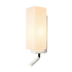 Luminaria de pared QUADRASS SPOT con punto LED E27, lechoso, blanco