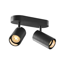 Luminaria de pared y techo ASTO TUBE CW DOUBLE de 2 llamas, lang, giro cardánico GU10 IP20, negro regulable
