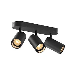 Luminaria de pared y techo ASTO TUBE CW TRIPLE de 3 llamas, lang, giro cardánico GU10 IP20, negro regulable
