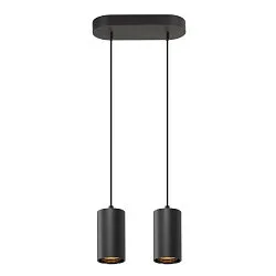 Luminaria colgante ASTO TUBE de 2 llamas, rígido, lang GU10 IP20, negro regulable
