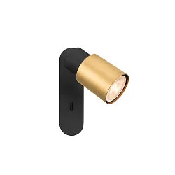 Luminaria de pared y techo PURI 2.0 - TUBE angular, con interruptor GU10 IP20, dorado, negro regulable