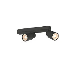 Luminaria de pared y techo PURI 2.0 - TUBE de 2 llamas, asimétrico GU10 IP20, negro regulable