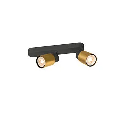 Luminaria de pared y techo PURI 2.0 - TUBE de 2 llamas, asimétrico GU10 IP20, dorado, negro regulable