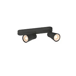 Luminaria de pared y techo PURI 2.0 - CONE de 2 llamas, asimétrico GU10 IP20, negro regulable