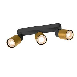 Luminaria de pared y techo PURI 2.0 - TUBE de 3 llamas, lang GU10 IP20, dorado, negro regulable
