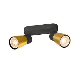 Luminaria de pared y techo PURI 2.0 - DOME de 2 llamas, lang GU10 IP20, dorado, negro regulable