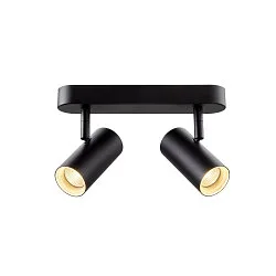 Luminaria de pared y techo NOBLO® DOUBLE PHASE DTW de 2 llamas, redondo, Dim-To-Warm IP20, negro regulable