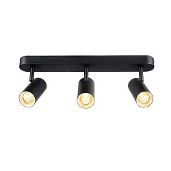 Luminaria de pared y techo NOBLO® TRIPLE PHASE DTW de 3 llamas, redondo, Dim-To-Warm IP20, negro regulable