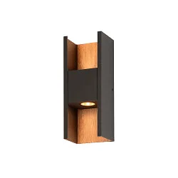outdoor wall luminaire FLATT II PHASE up / down, sea-air resistant IP65, anthracite, brown, dark wood, lacquered dimmable
