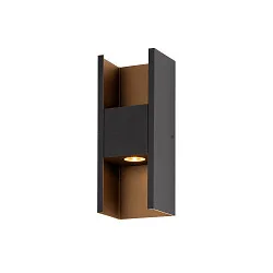 outdoor wall luminaire FLATT II PHASE up / down, sea-air resistant IP65, black, lacquered dimmable