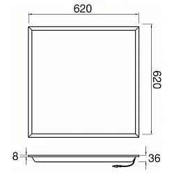 Luminaria de techo PANEL P 625 45 DALI >200LM/W controlable por DALI, UGR < 19, multipower IP20, regulable