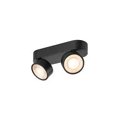 Luminaria de pared y techo KALU 2.0 DOUBLE PHASE de 2 llamas, UGR < 19, giro cardánico IP20, negro regulable