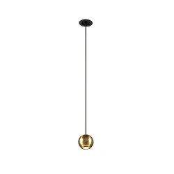 Luminaria colgante DYSKO IP20, dorado, negro regulable