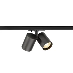 Foco monofásico BIMA 2.0 1PH DOUBLE QPAR51 de 2 llamas, cardánico, con portalámpara GU10 IP20, negro