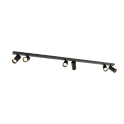 Luminaria de techo ENOLA 2.0 M CL SIX QPAR51 LONG de 6 llamas, lang, con portalámpara GU10 IP20, negro